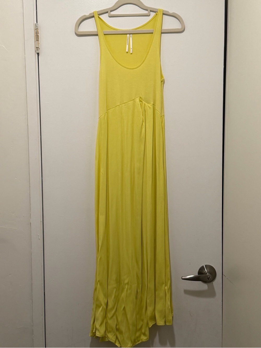 Anthropologie Yellow Tank Midi Dress Asymmetric Side Zip - Size XS